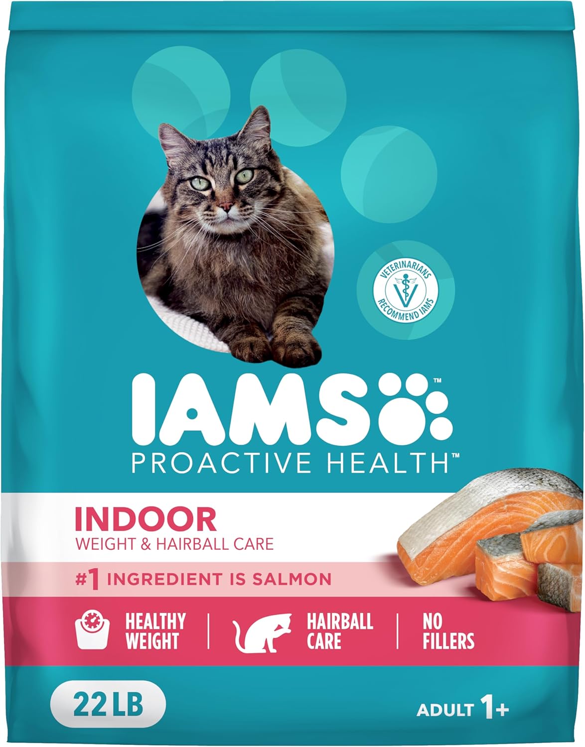 IAMS Proactive Health Dry Cat Food - Indoor Weight & Hairball Care | Real Chicken, 7 lb Bag