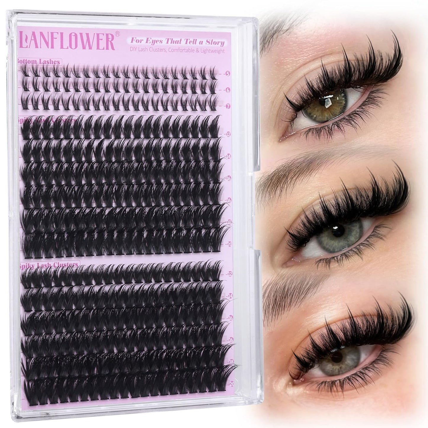 Manga Eyelash Clusters - Spiky D Curve Extensions for Wispy Lashes | 12-20mm Individual Fairy Lashes