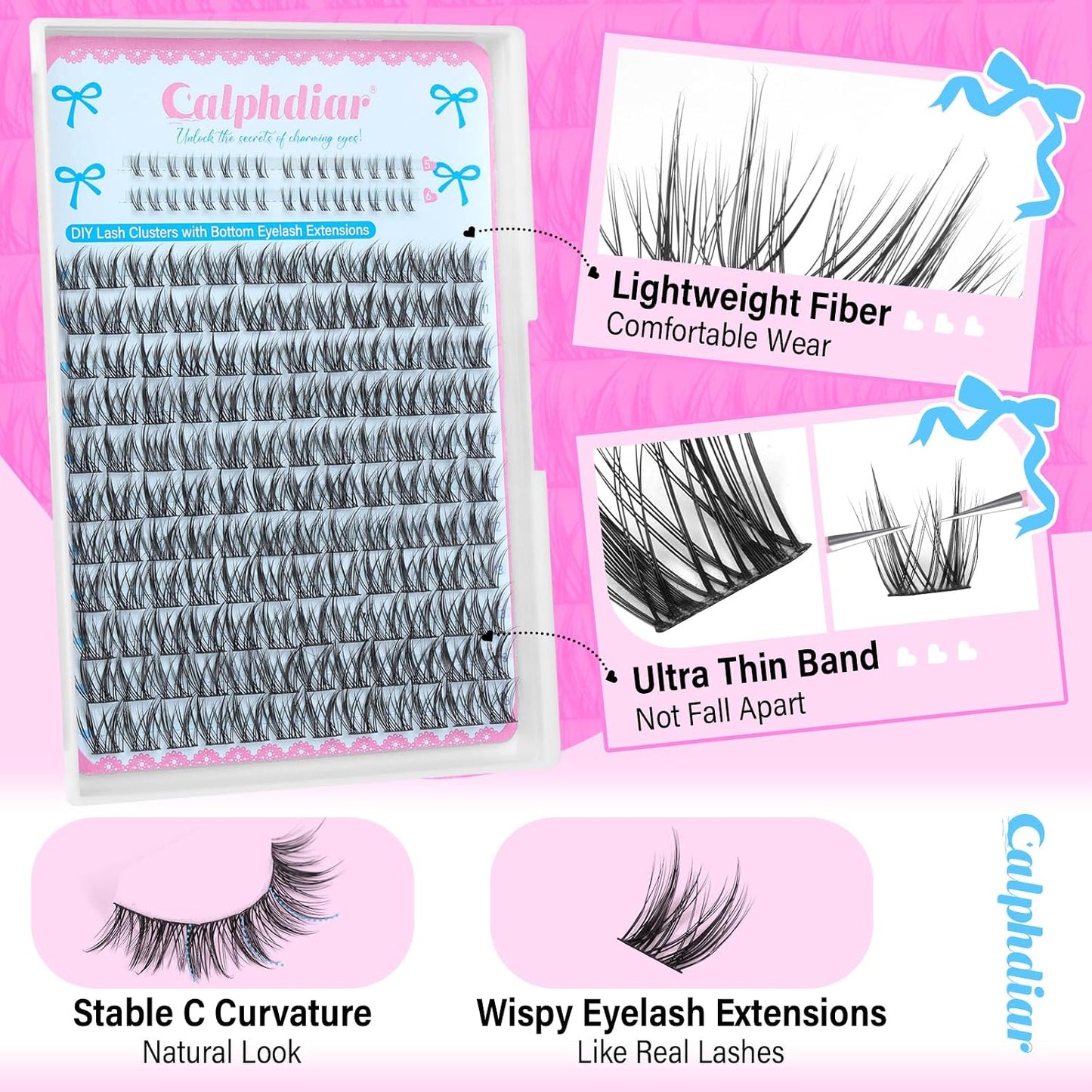 Natural Lash Clusters - DIY Wispy Eyelash Extensions | C-Curly 11-13mm Short Lashes - 164pcs