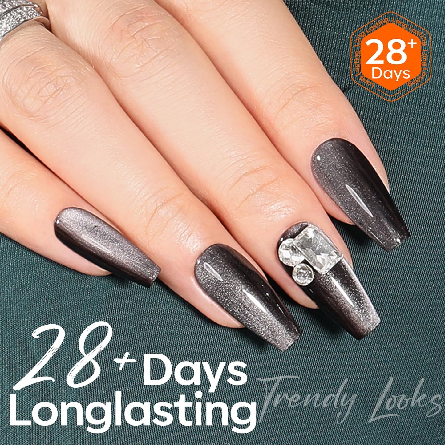 Black Cat Eye Gel Nail Polish - Holographic Glitter Magnetic Finish | 15 ML Silk Glass Shimmer