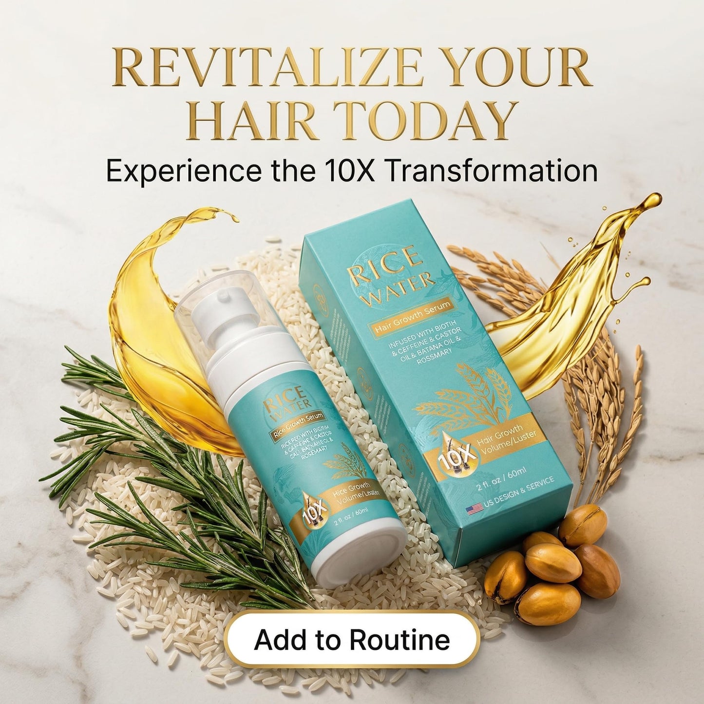 NEW Organic Batana Hair Growth Oil for Women Men- 100% Pure Formula Rosemary Batana Oil with Rice Water & Biotin Hair Serum - Non Greasy，for Thicker, Stronger Hair - 2 Fl Oz