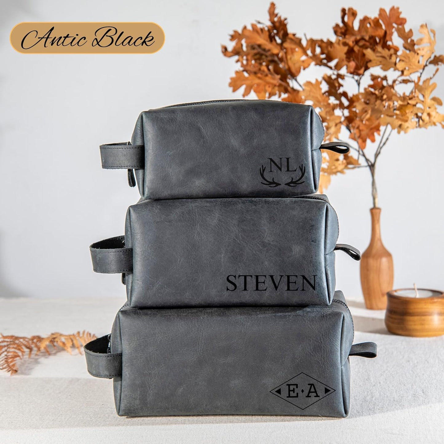 Personalized Leather Toiletry Bag - Custom Travel Dopp Kit for Men | Ideal Gift for Dad, Husband, Groomsmen