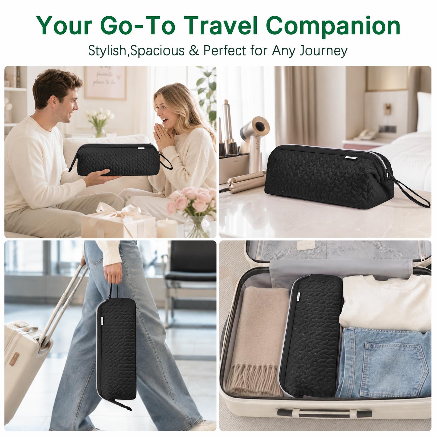 KarSyon Shark Flex Style Case for Dyson Airwrap Hair Dryer Brush Revlon Hair Tools Travel Bag Carrying Case Flat Curling Iron Organizer (Black)