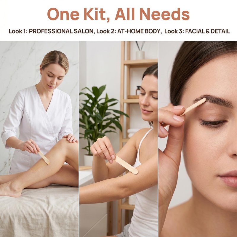 500PCS Professional Wax Sticks, Wooden Hair Removal Applicators, Natural, 5.9 Inch, 2 Sizes for Body and Precise Areas