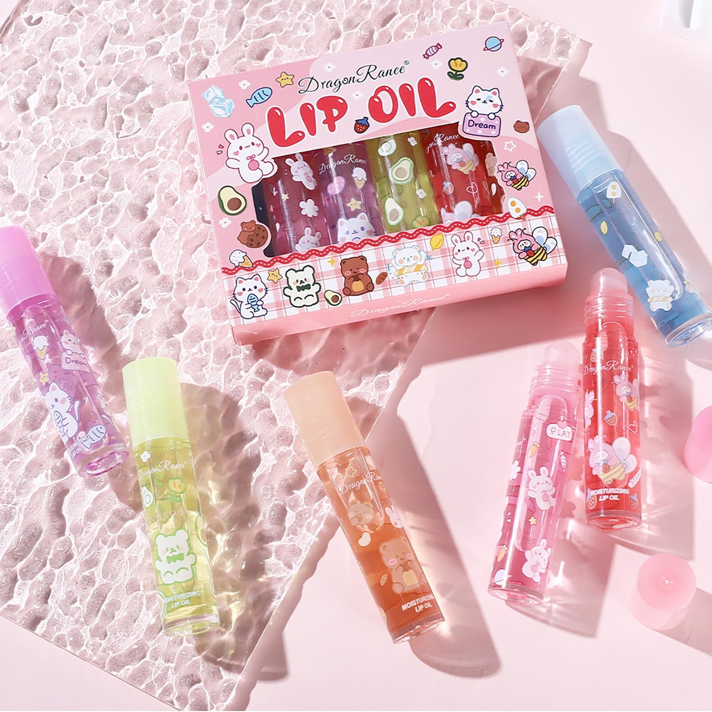 Lissymuse Nourishing Lip Oil Gloss Set, 6pcs Non-Sticky Moisturizing Smooth Glossy Finish Lip Glow Oil, Tinted Plumping Butter Lipgloss Long Lasting Lips Balm - Lips Care Stuff for Women Girls Teens