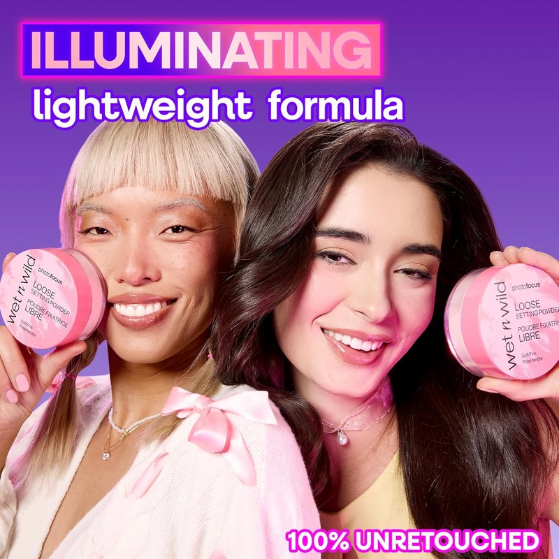 Wet n Wild Photo Focus Loose Setting Powder - Lightweight Silky Formula for Luminous Glow | Soft Pink, Blurring & Oil-Control Finish