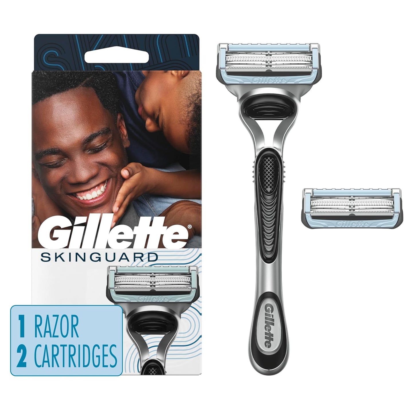 Gillette SkinGuard Razors for Men - Sensitive Skin Shaving Solution | 1 Handle & 2 Blade Refills