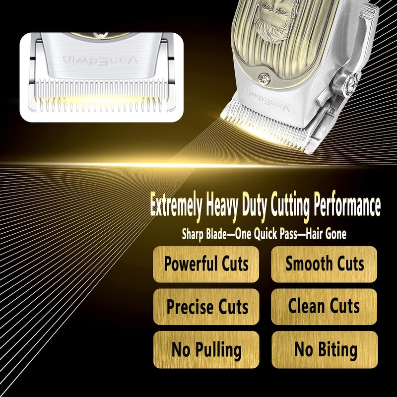 VanEdwinPRO Professional Hair Clippers for Men with Extremely Heavy Duty Performance, Professional Hair Trimmer for Men, Cordless Mens Hair Clippers, Electric Fade Beard Trimmer for Men