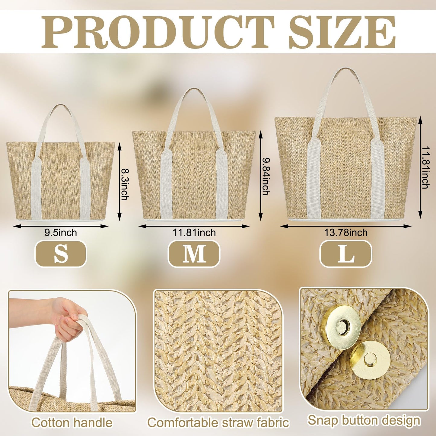 Paterr 6 Pcs Mini Beach Straw Bags for Bachelorette Favors Burlap Tote Bag with Handle for Bridesmaid Bridal Shower Gifts (S,White)