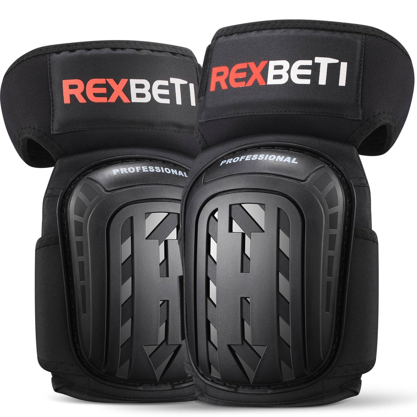 REXBETI Knee Pads for Work, Construction Knee Pads for Men, Heavy Duty Comfortable Anti-slip Foam Gel Knee Pads for Gardening Flooring and Cleaning, Strong Stretchable Straps, Black