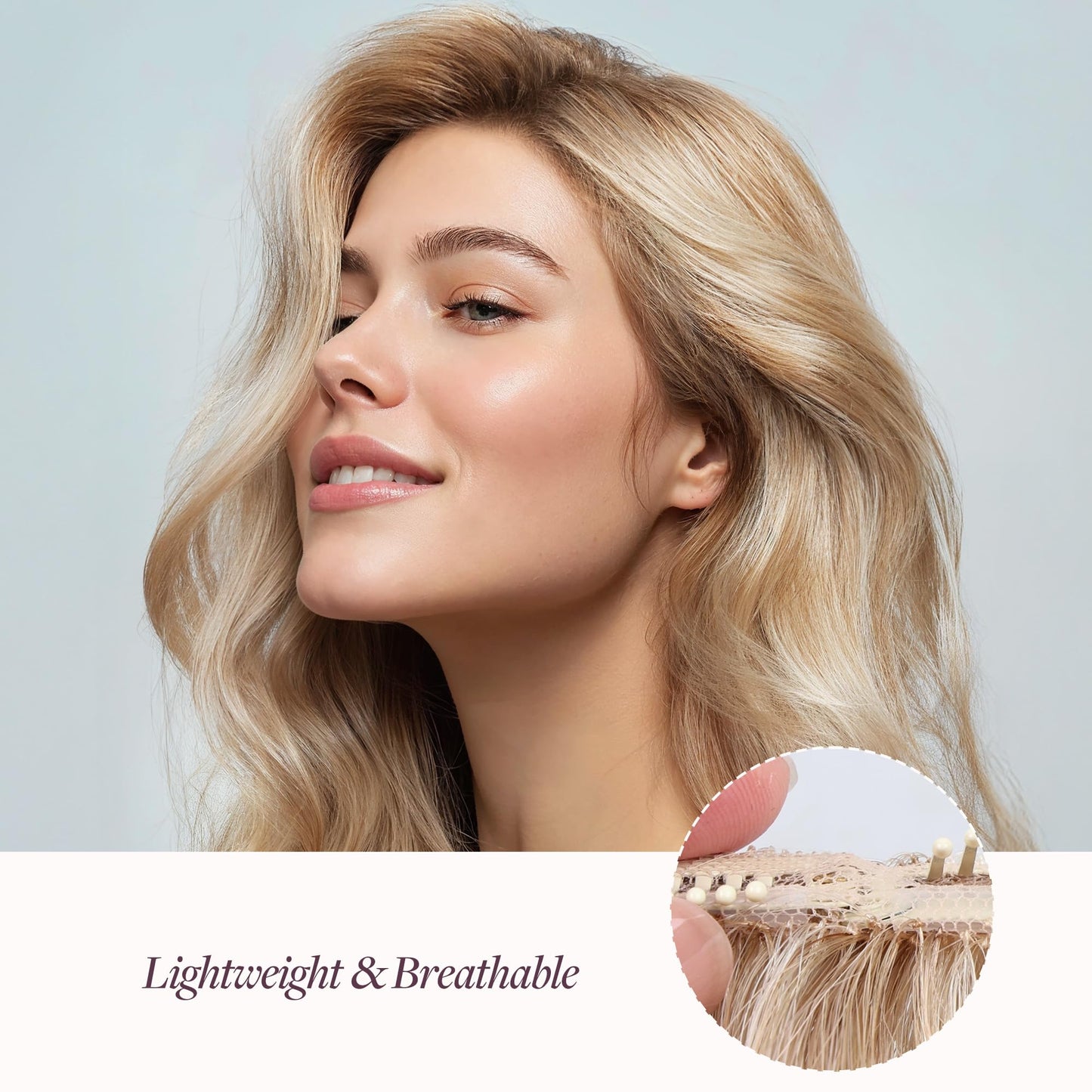 GOO GOO Scalp Hair Fill Ins, Clip in Hair Extensions, Human Hair Pieces for Women With Thinning Hair, 16/22 Light Blonde Highlighted Golden Blonde, 14inch 30g 4Pcs