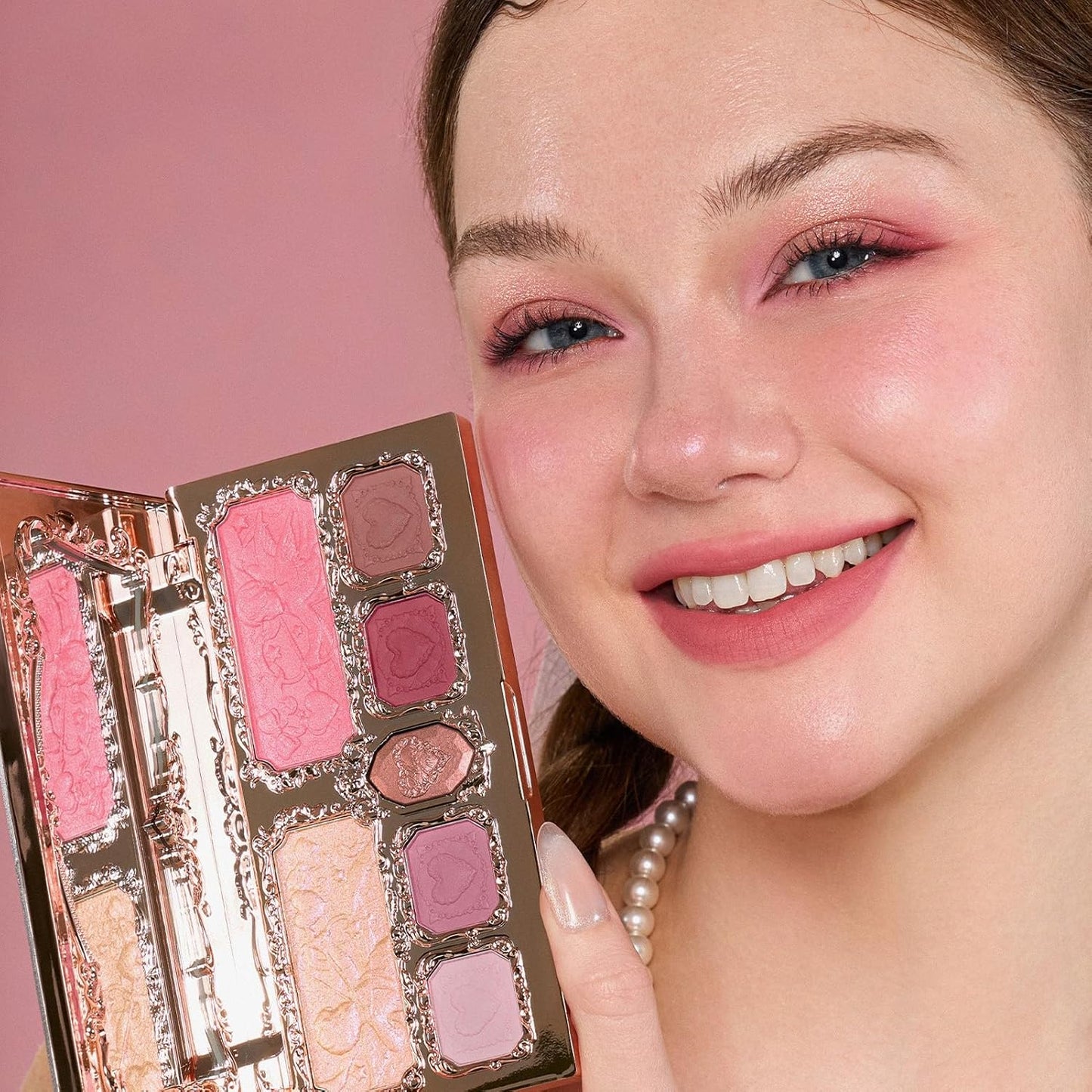 Strawberry Cupid Makeup Palette - 5 Matte & 2 Shimmer Shades | Blendable Pink Face Makeup, 0.49 Oz