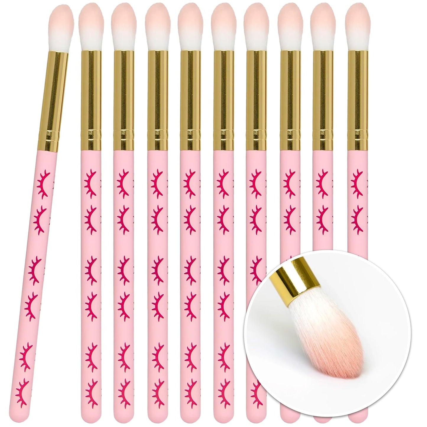 Lash Shampoo Brushes Set - Eyelash Cleansing Brush for Extensions | Soft Makeup Remover Tools (Pink, Pack of 10)