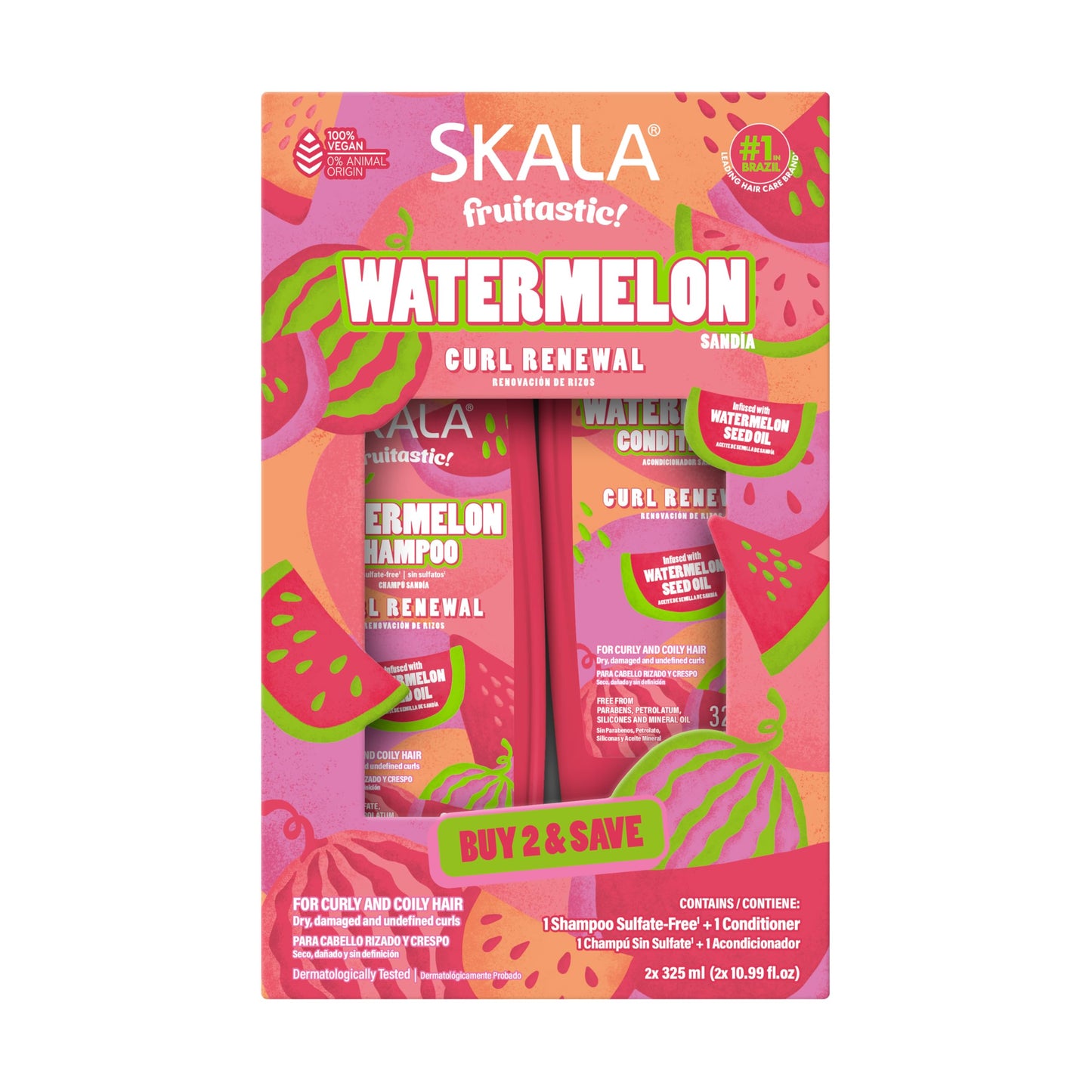 Skala Watermelon Hydration & Curl Renewal Shampoo and Conditioner Kit (325 ml & 200 ml)