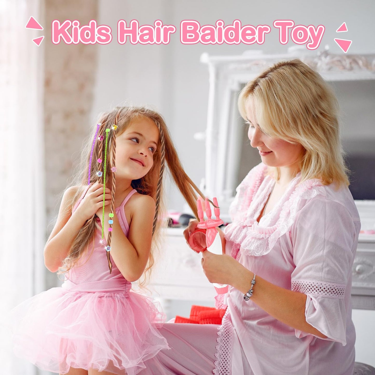 DIY Hair Salon Toys for Girls, Automatic Hair Braiding Machine & Rope Braider with Accessories, Kids Hair Styling Tool for Girls 3 4 5-12 Years Old
