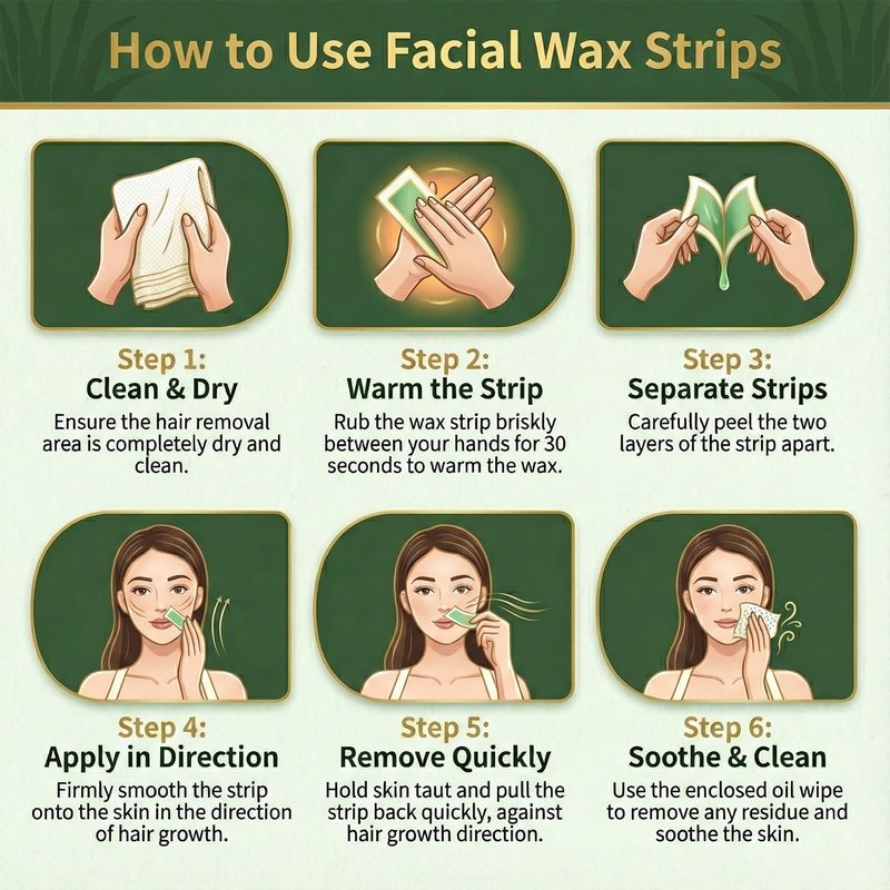 30PCS Facial Wax Strips for Hair Removal Gentle and Fast-Working for Face Eyebrow Upper Lip Chin 3 Post-Wax Wipes