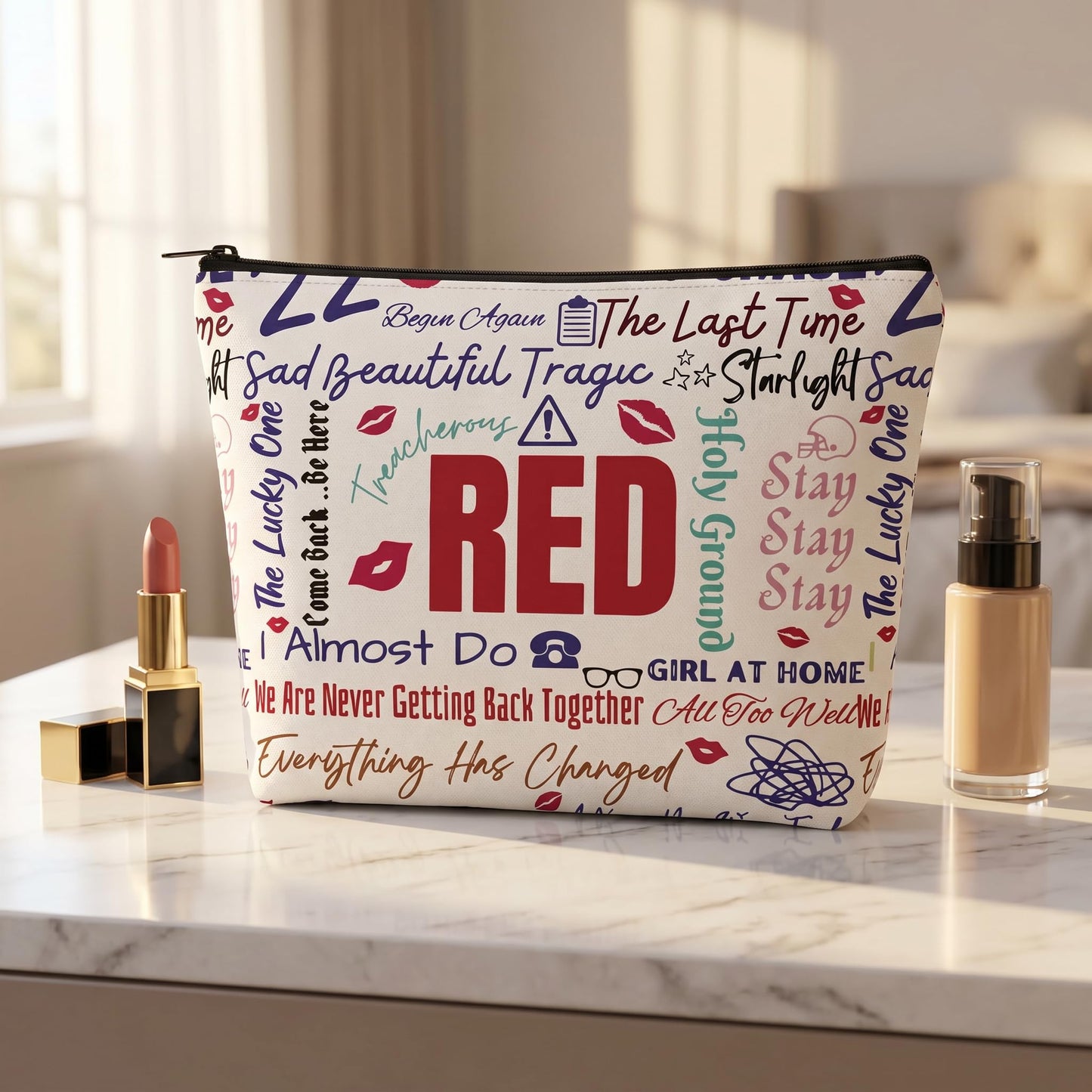 Music Album Version Makeup Bag Travel Toiletry Bag for Women Music Lover Gift TS Fans Song Lyrics Gift Singer Merchandise for Fans Friends Daughter Girls Sister, Friendship Birthday Christmas Gift