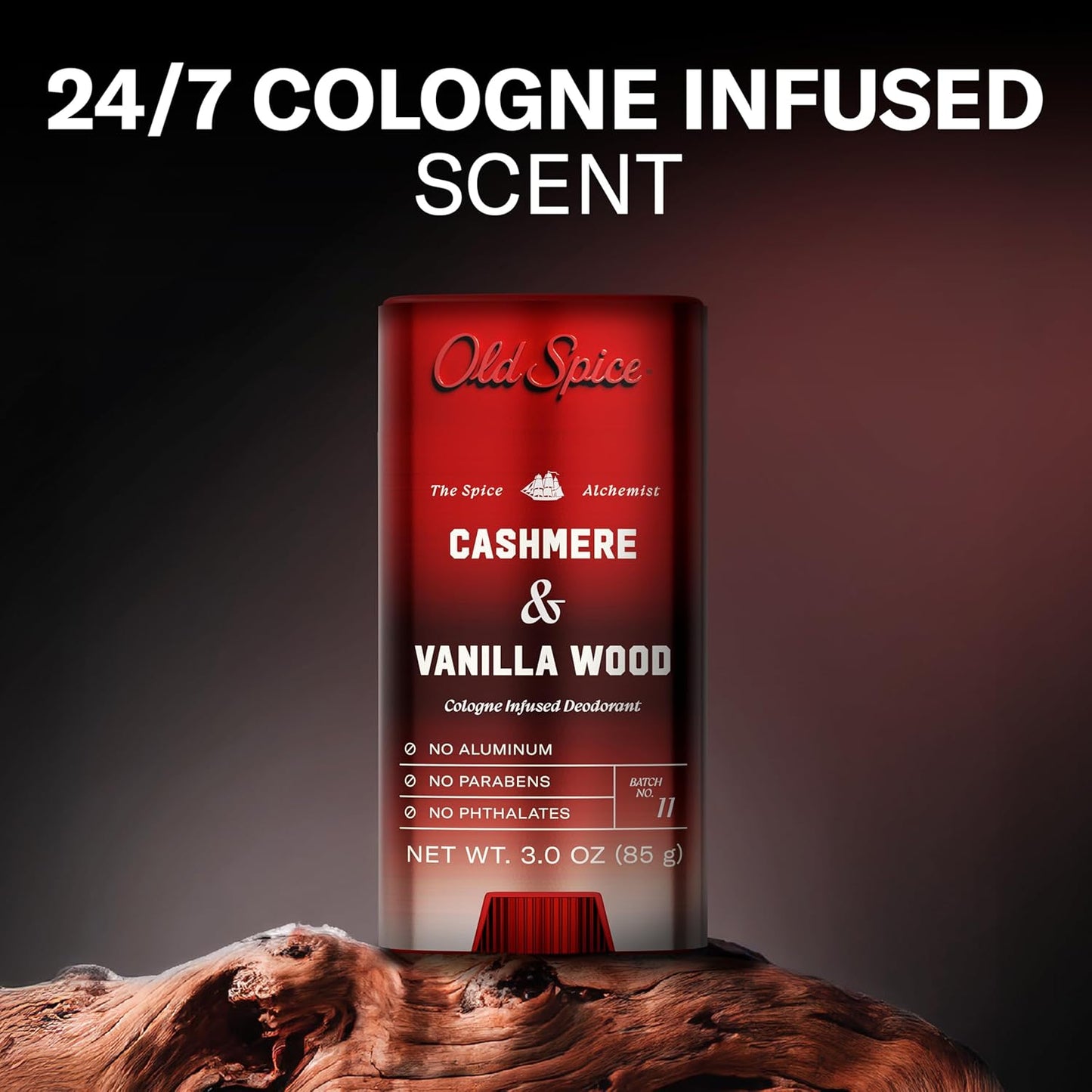 Old Spice Aluminum-Free Deodorant for Men | Cashmere & Vanilla Wood Scent, 3 oz - 24/7 Cologne Infused Formula