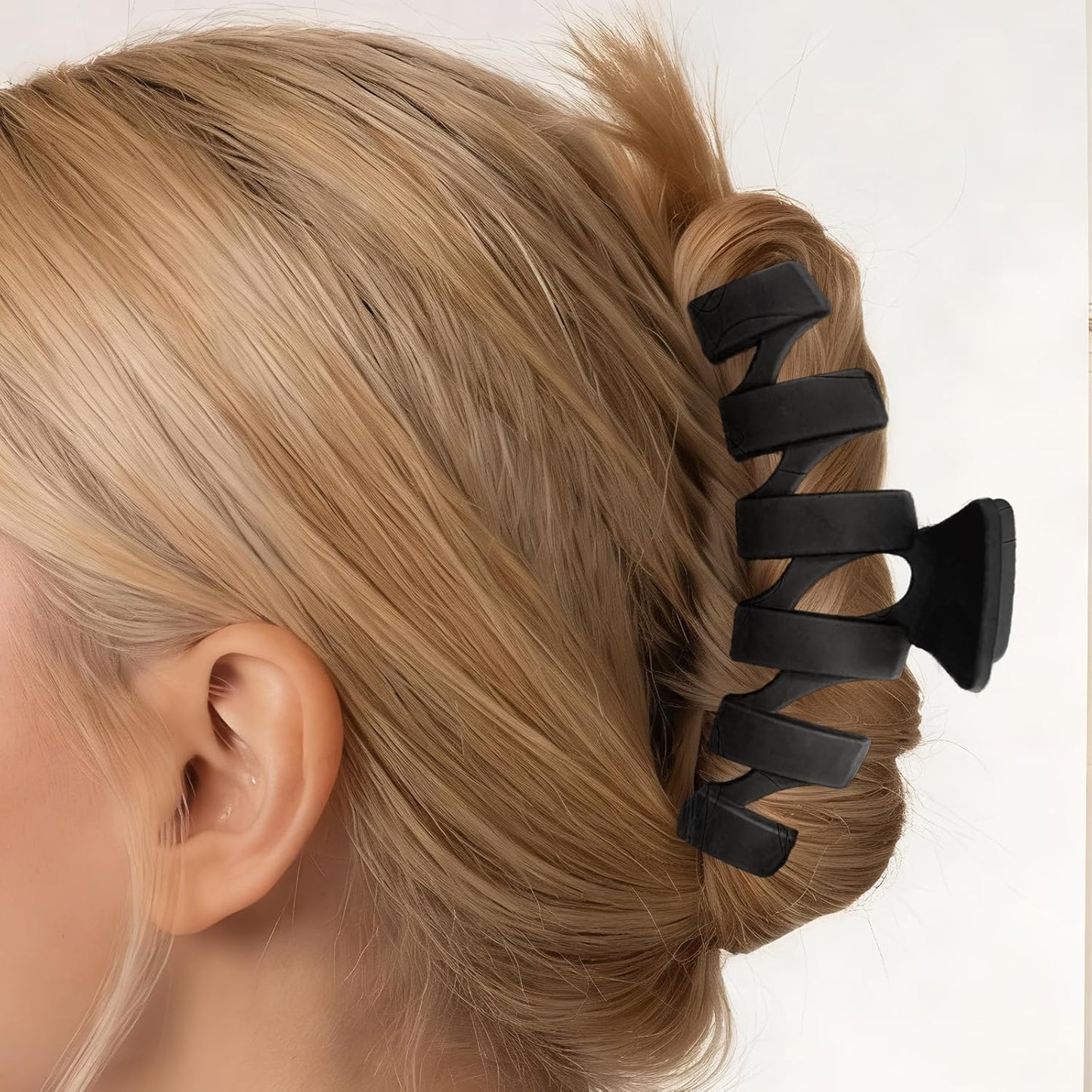Claw Clips for Women - 12 Pcs Non-Slip Large Jaw Hair Clips | Multi-Shape Black Accessories for Thick & Curly Hair