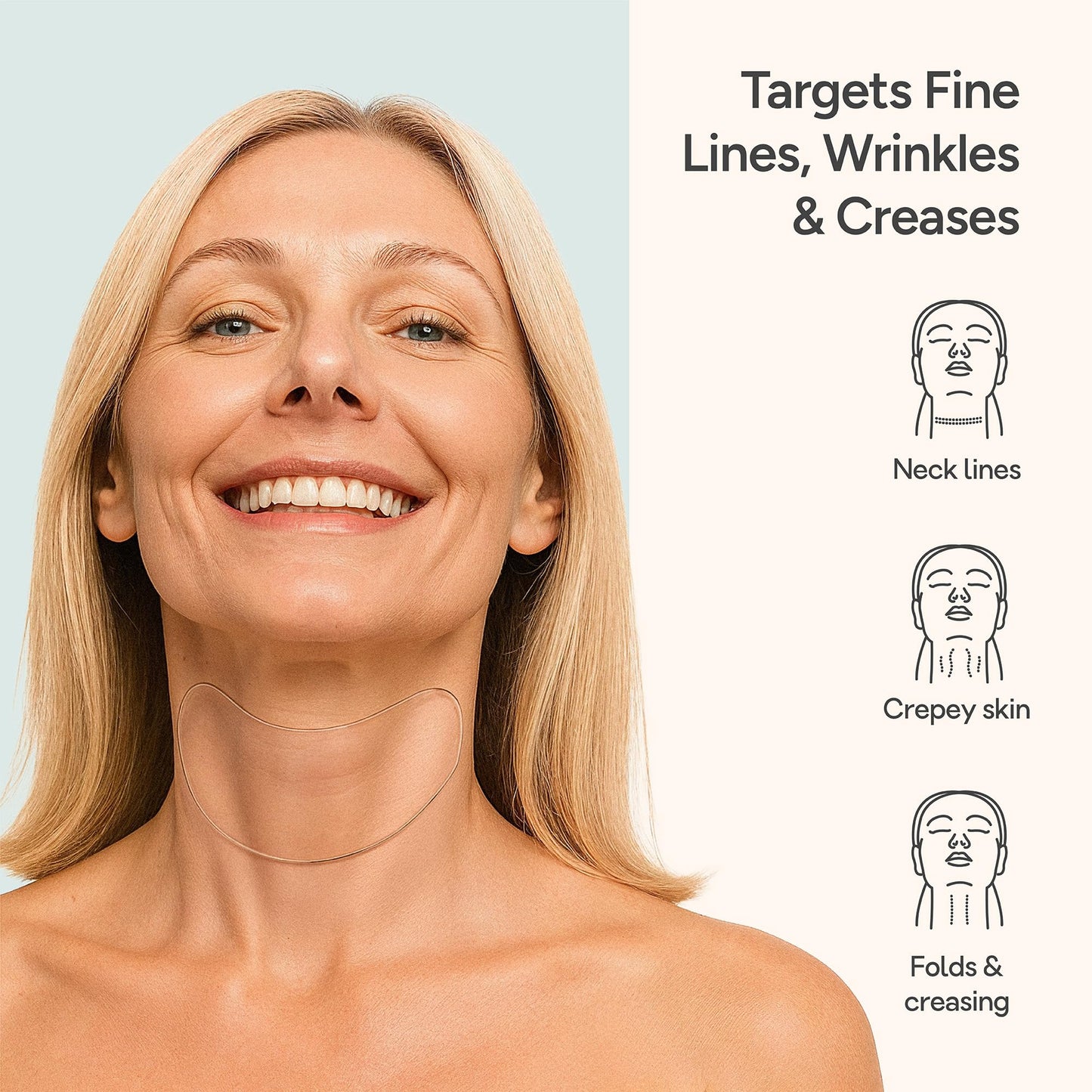 Bare Intent Reusable Silicone Anti-Wrinkle Patch for Neck | Hypoallergenic, Moisturizing & Smoothing Silicone Wrinkle Patch for Creases, Crepey Skin & Neck Lines | Contour-Fit | 1 pack | Up to 20 Uses