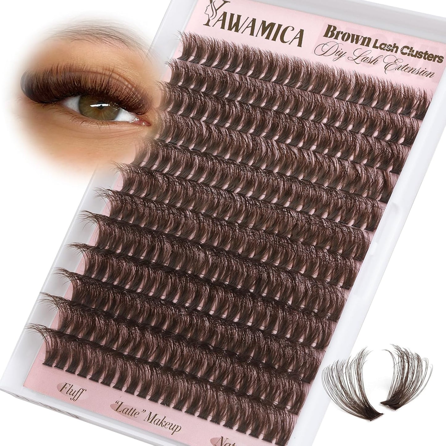 Dark Brown Lash Clusters - 80D Fluffy Wispy Volume Eyelash Extensions | D Curl 10-18mm, 240PCS for Natural Glam Look