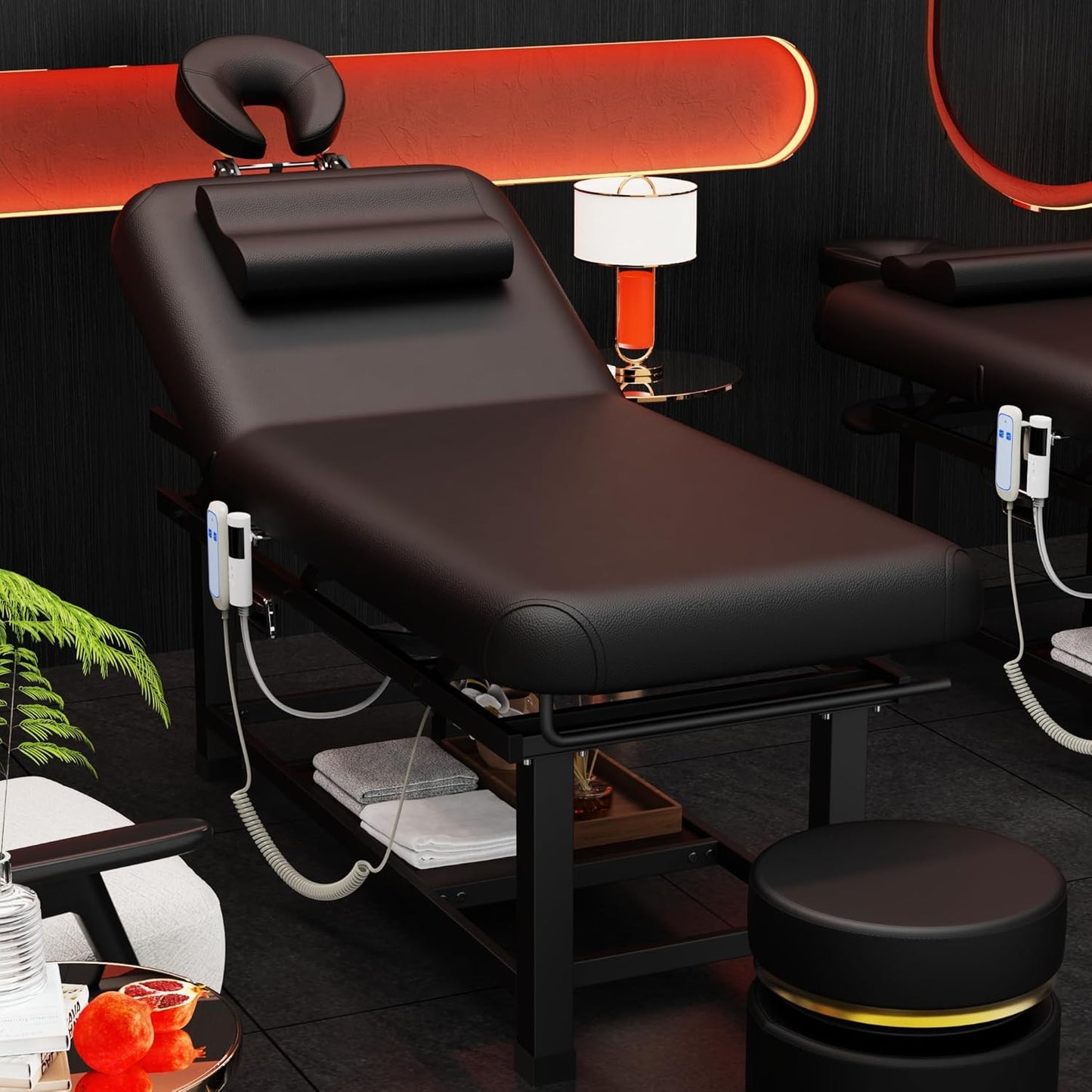 Olela Electric Massage Table - Heated Function with Electric Lift & Adjustable Backrest | Spa Treatment Table with Storage