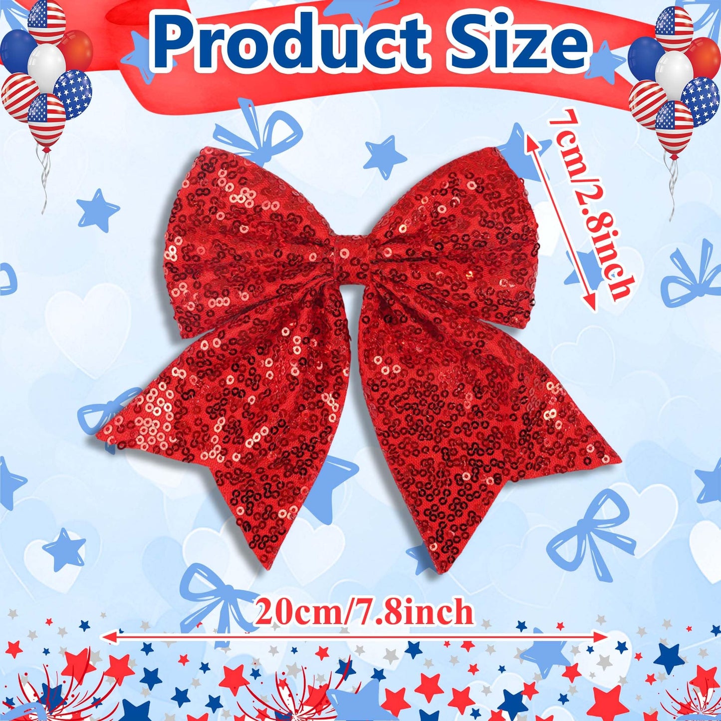 STGDAK Red White Blue Hair Bow 4th of July Bow for Women Girls Patriotic Bowknot Clip Forth of July Big Bows USA Independence Day Hair Accessories for Women Girls 3 Pack