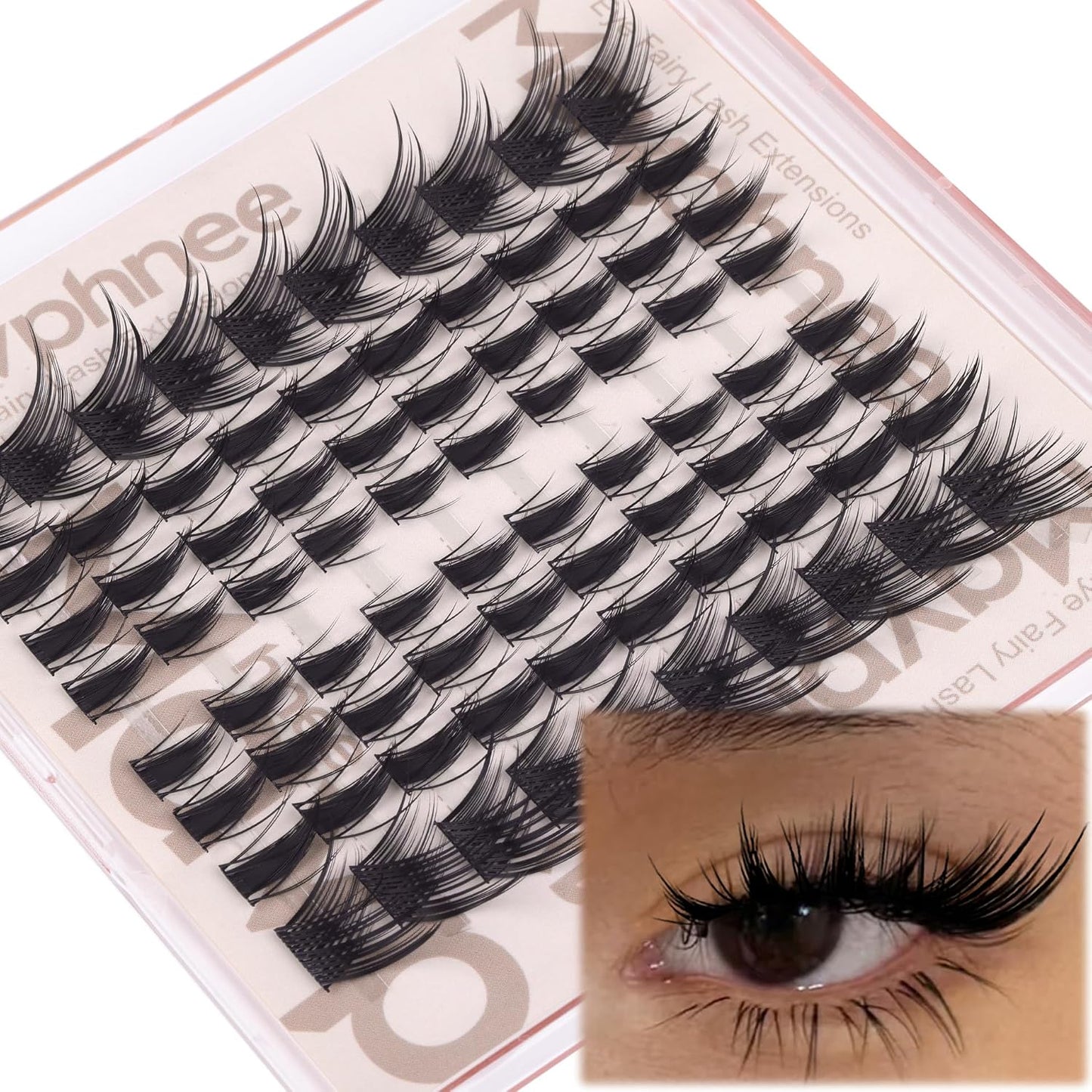 Natural Wispy Eyelash Extensions - Spider Lash Clusters 8-16MM | CC Curl, Flexible Clear Band for Effortless Application