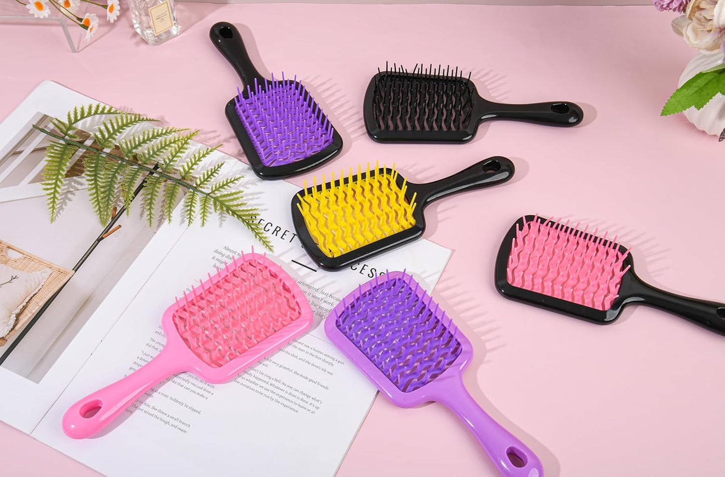 Detangling Brush for All Hair Types - Pain-Free Brushing with DuoFlex Anti-Static Bristles | Lightweight Vented Design (Pink)