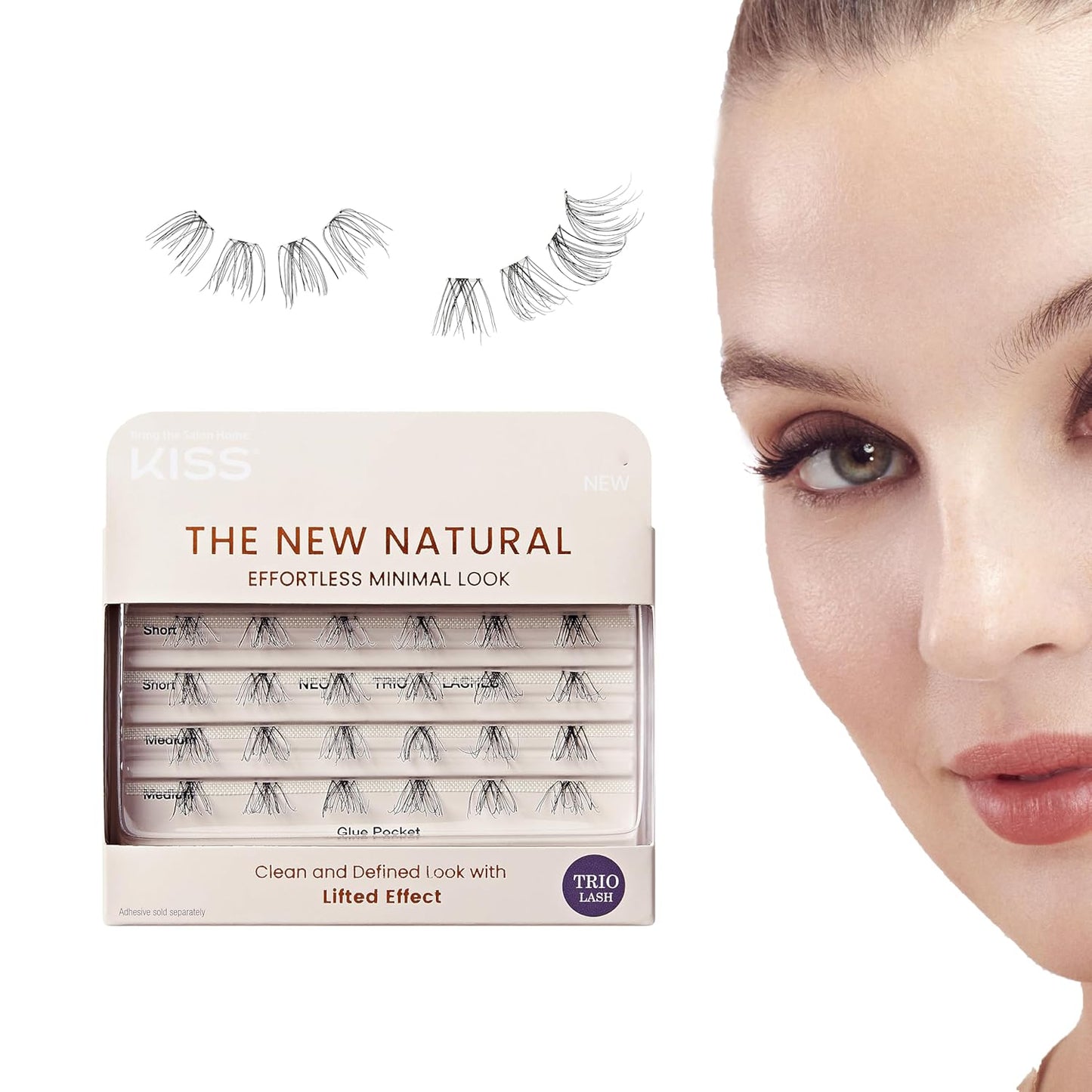 False Eyelashes - Easy To Apply Reusable Lashes | Cruelty-Free Natural Volume Trio Clusters (12mm-16mm) - Style ‘Noir’