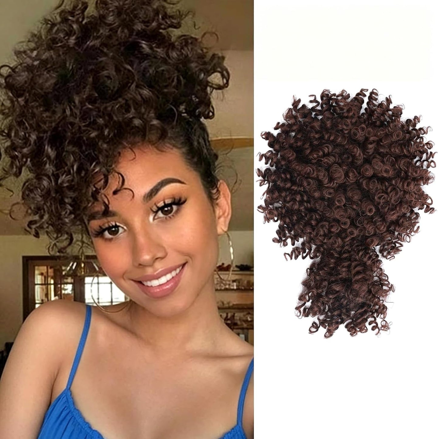 Afro Puff Drawstring Ponytail - Kinky Curly Hair Extension for Black Women | Natural Black, Short 1B Color