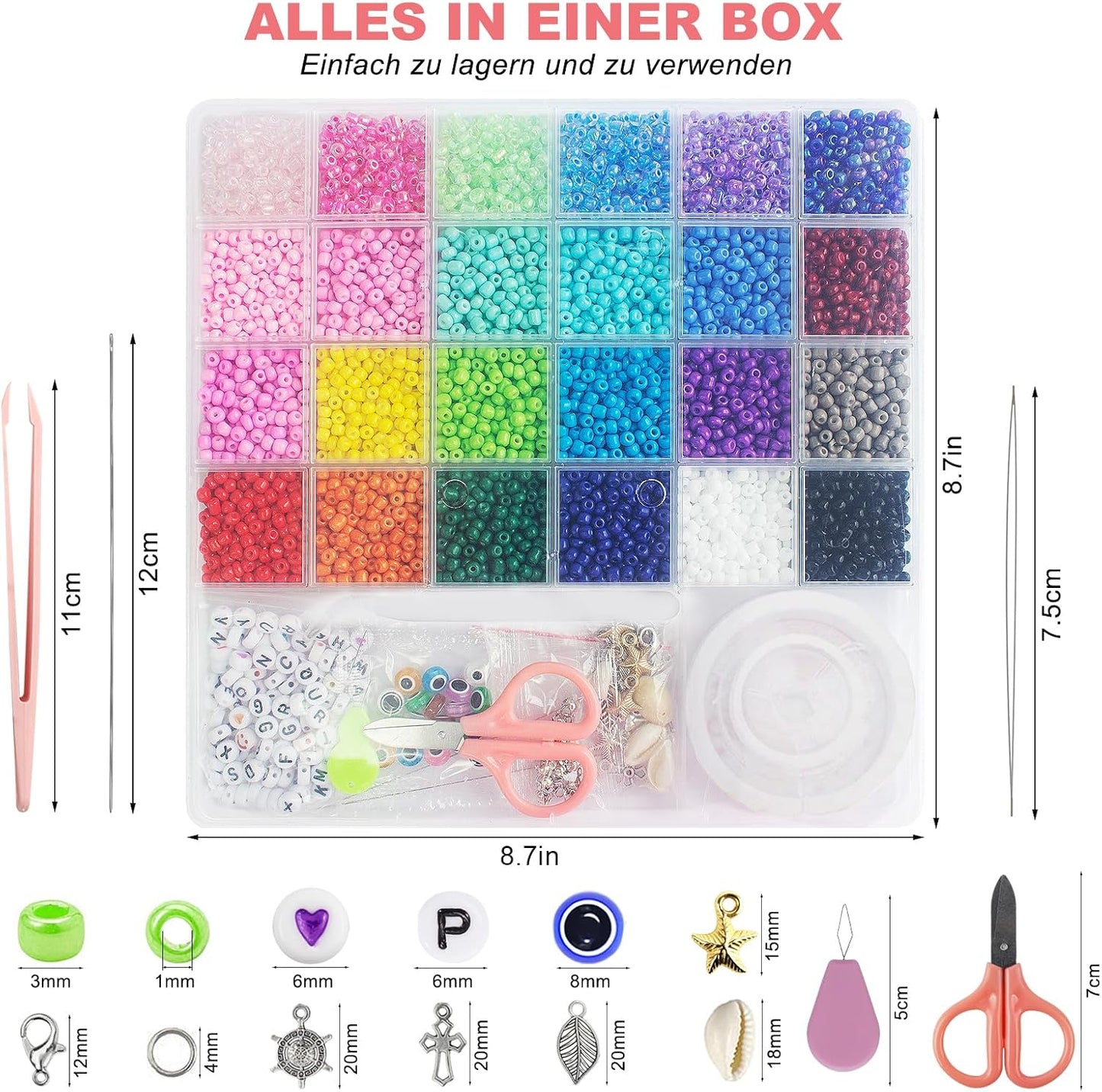4mm Glass Seed Beads for Jewelry Making - DIY Bracelet Kit with Letter Beads & Elastic String | Perfect for Friendship & Waist Beads