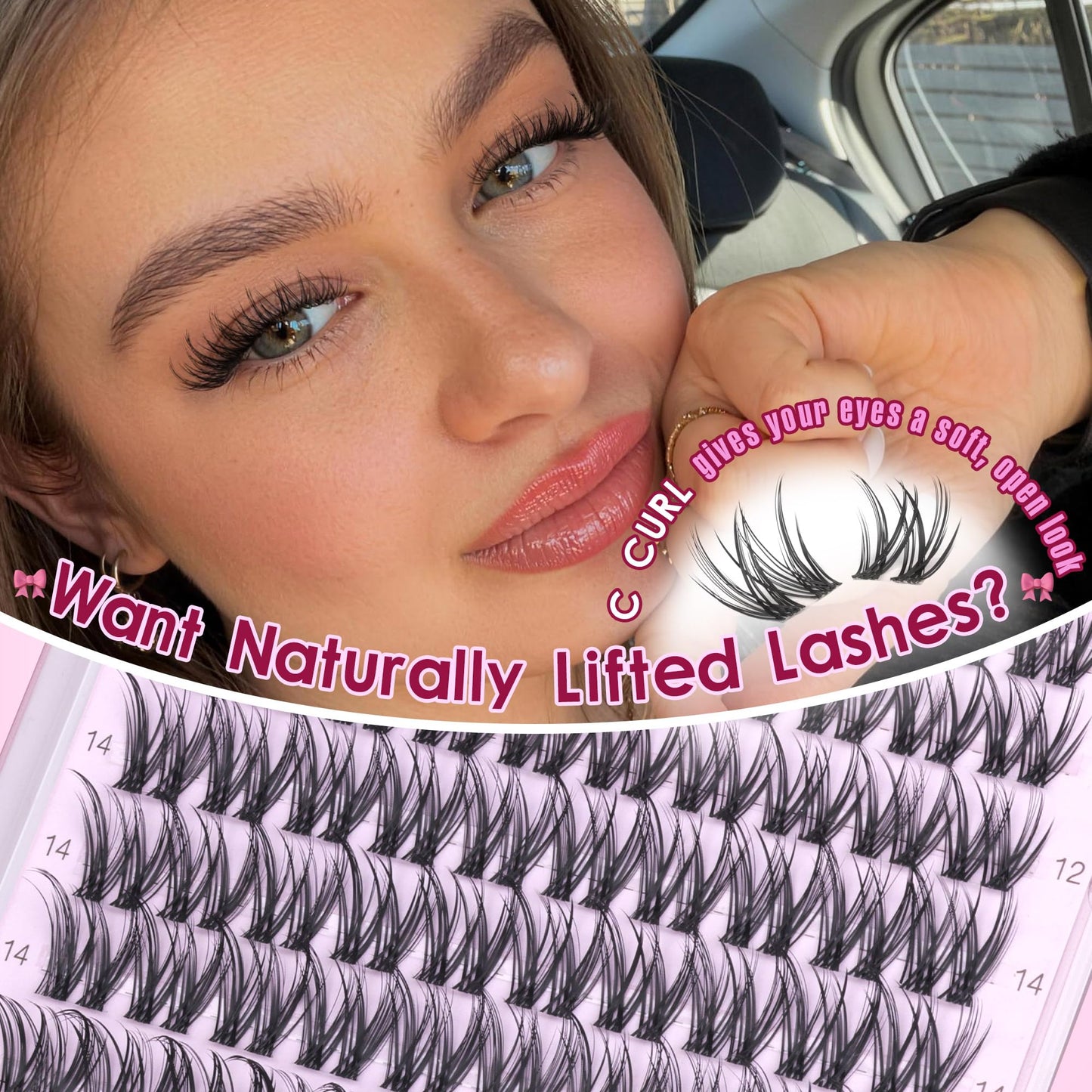 Geeneiya Wispy Lash Clusters Natural Eyelash Clusters 10-16mm Spider Lashes Clusters C Curl Cluster Eyelash Extensions Flaunt Individual Lashes DIY Lash Extension at Home for Natural Look