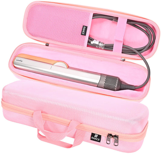 RAIACE Hard Carrying Case Compatible with dyson airstrait straightener, Travel Storage Bag. (for sale is case only) - Pink