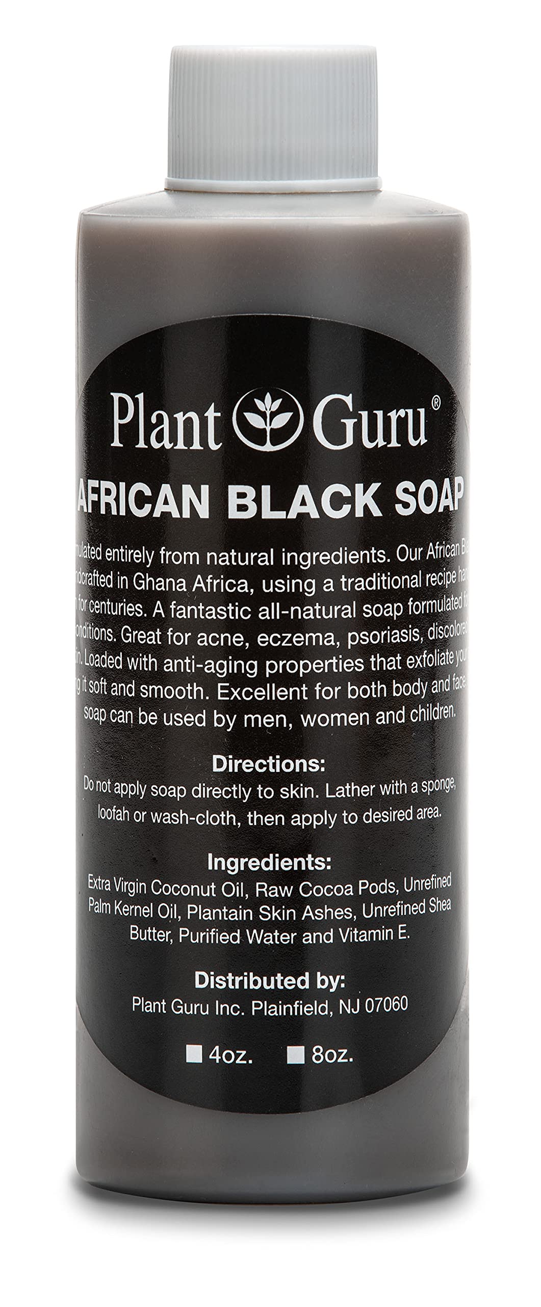 African Black Soap Liquid oz. 100% Raw Pure Natural From Ghana. Acne Treatment Aids Against Eczema & Psoriasis Dry Skin Scars and Dark Spots. Great For Pimples Blackhead Face Body Wash