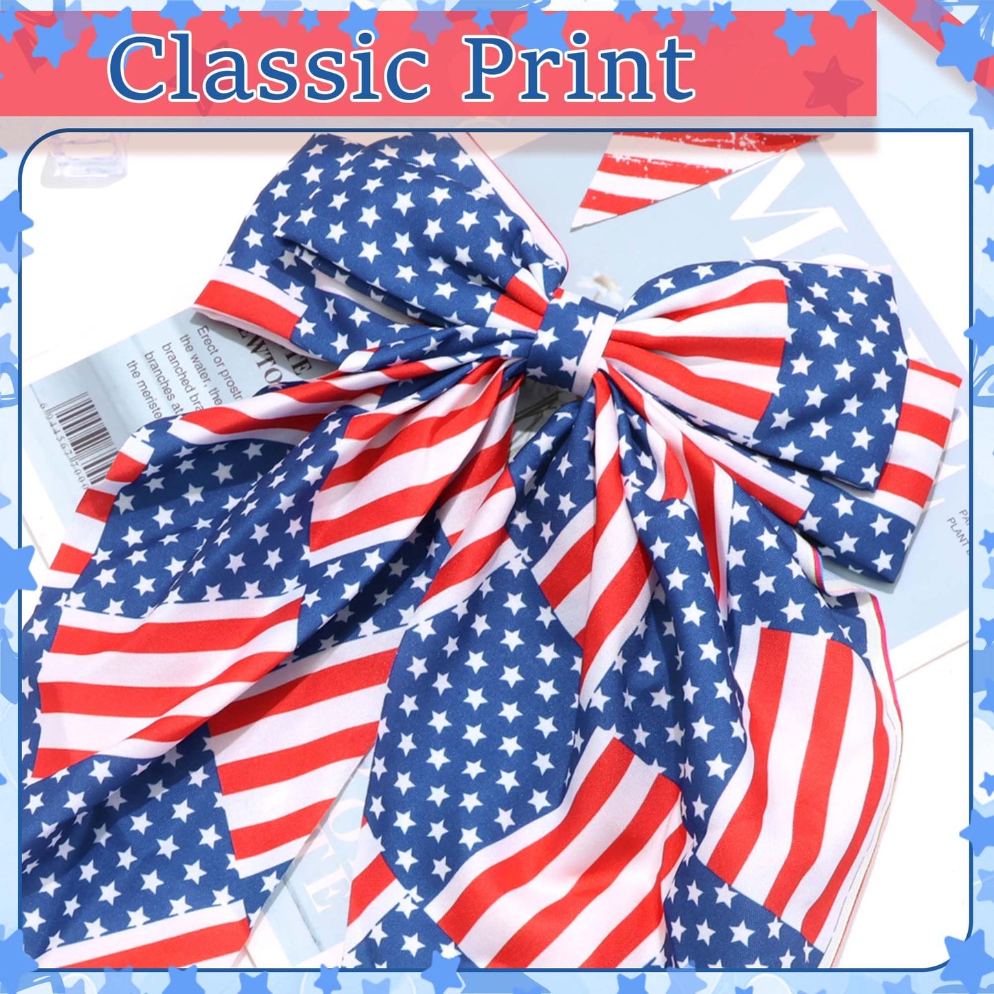 STGDAK 4th of July Hair Bow Clips for Women Red White Blue Bow Hair Accessories USA Flag Big Bows Patriotic Fourth of July Bowknot Accessories for Girls Women Independence Day Memorial Party Decor