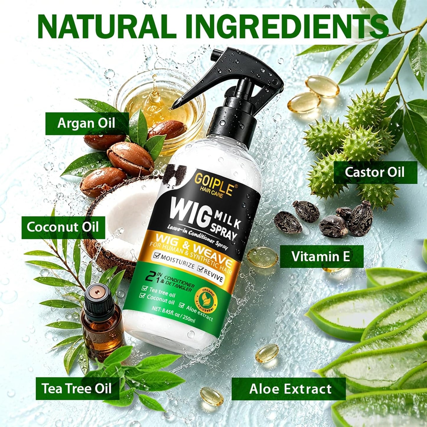 Wig Milk Spray - Leave-In Conditioner & Detangler for Synthetic Hair | 250ML Moisturizer for Easy Combing