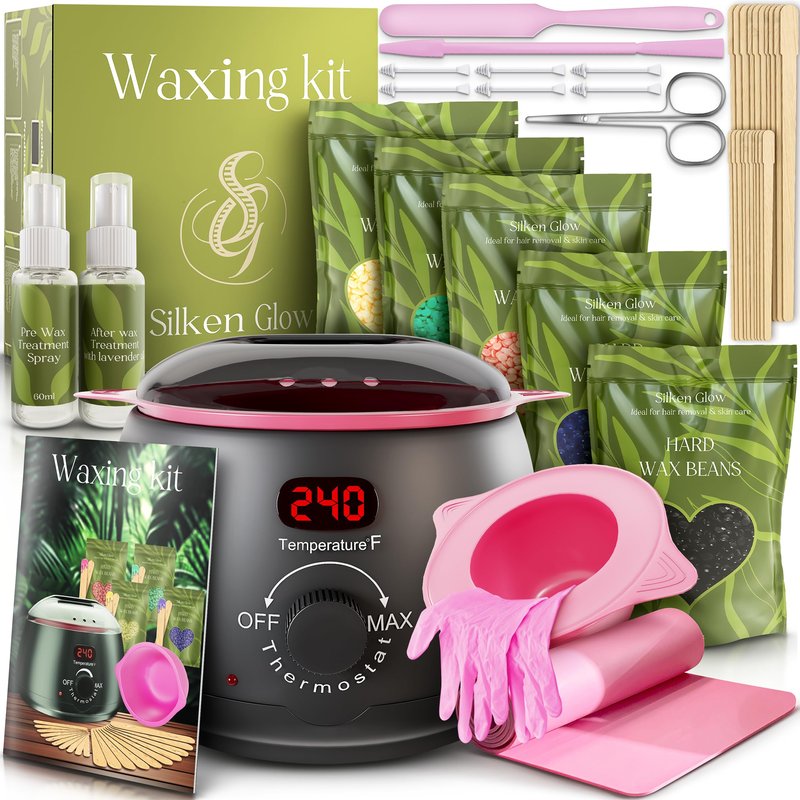 Wax kit for Hair Removal, Wax Pot for Hair Removal for Face, Body, Leg, Bikini, Brazilian Wax, Waxing Kit for Women & Men (32 Accessories)
