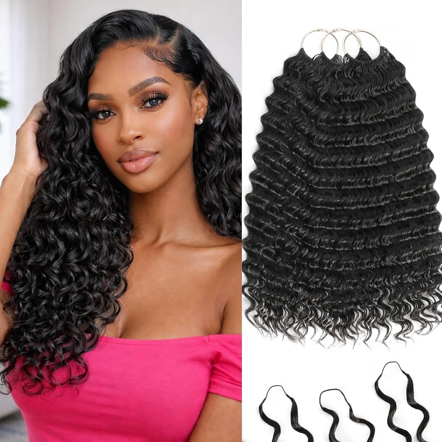 Feather Crochet Hair Extensions - 12 Inch 120g Invisible Miracle Knots for Black Women | Jerry Curly Pre-Separated Natural Black