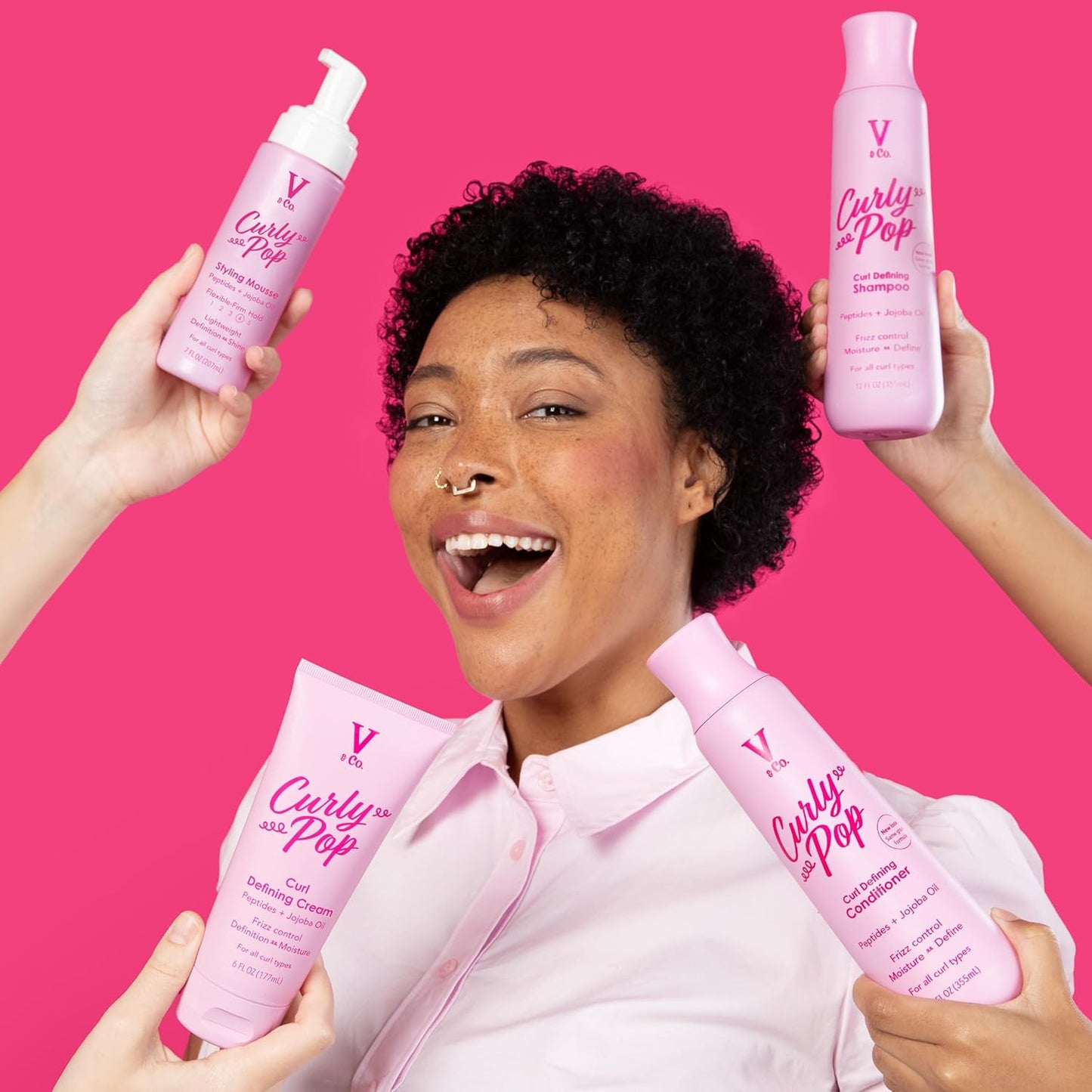 Curly Pop Curl Defining Cream - Anti-Frizz Moisturizing Hair Care with Peptides & Jojoba Oil | 6 oz