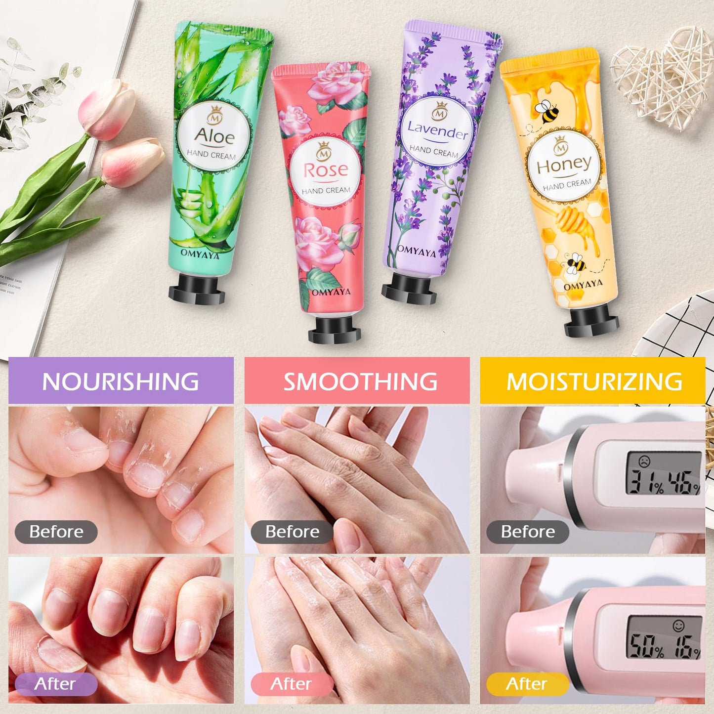 50 Pack Hand Cream Gift Set for Women, Bulk Mini Hand Lotion Teacher Appreciation Gifts, Travel Size Hand Cream for Dry Cracked Hand, Christmas Bridesmaid Lotion Gift Party Favors for Nurse Coworker