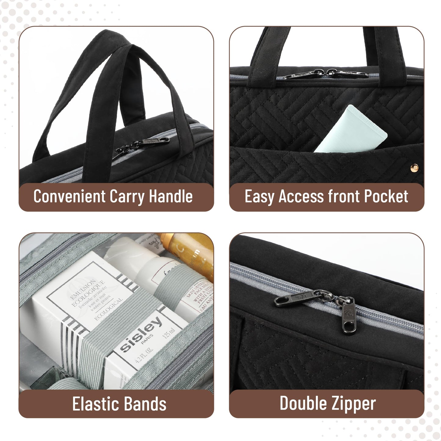 Ms. Pen- Travel Toiletry Bag Organizers, Black