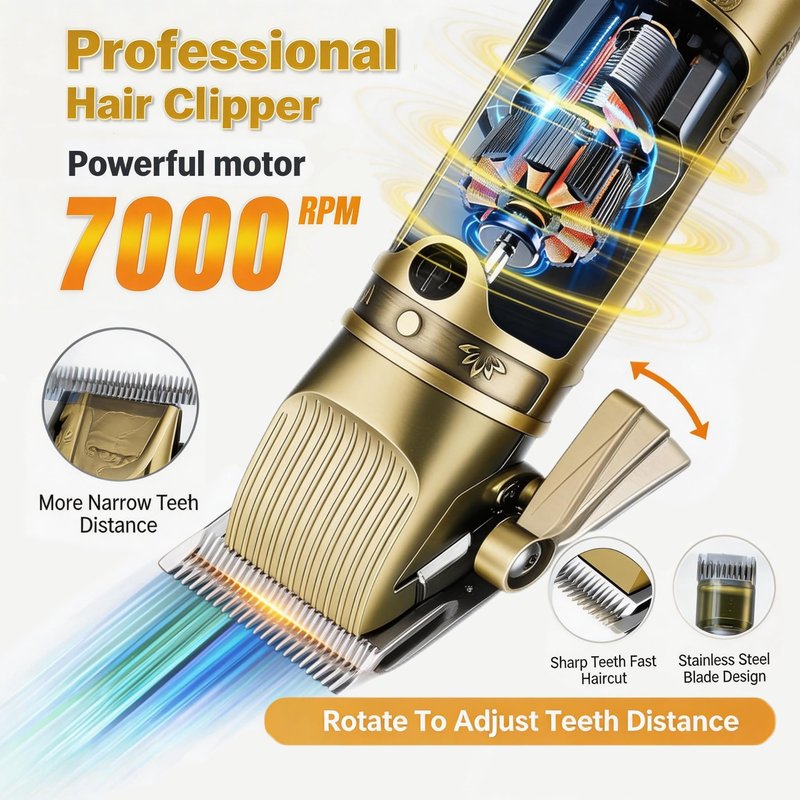 Hair Clippers for Men Professional, Beard Trimmer Kits & Sets, Cordless Mens Hair Trimmer, Electric Shavers, Haircutting Machine with LED Display (Bronze-2in1)