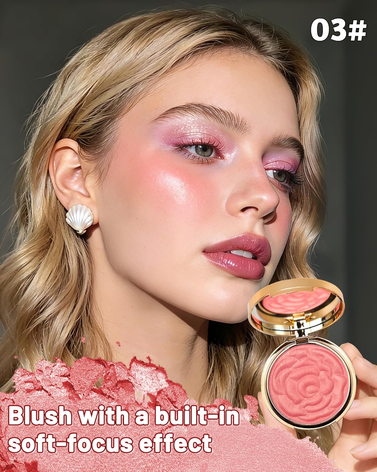 Silky Blendable Pink Blush - Natural Lightweight Powder for a Long-Lasting Glow | Blushing Palette for Mature Skin