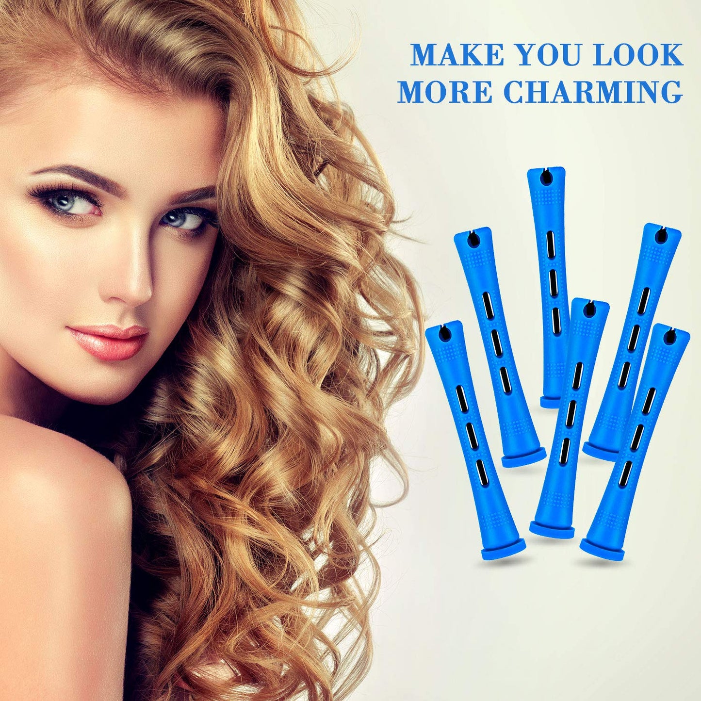 WILLBOND 60 Pcs Perm Rods - Cold Wave Curlers for Short & Long Hair | 0.35 Inch Blue Rollers