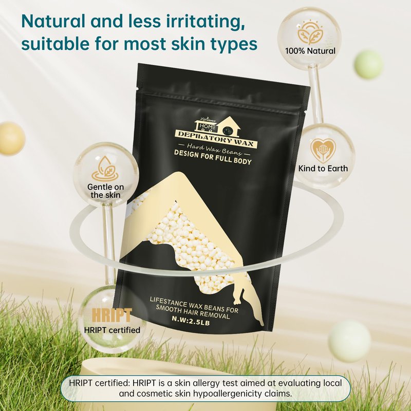 Lifestance 2.5lb Wax Beads Kit, Cream Hard Wax Beans For Hair Removal Eyebrow Face Underarm, Waxing for Brazilian Bikini Coarse Hair Women Men Large Pearl Beads Refill for Wax Pots