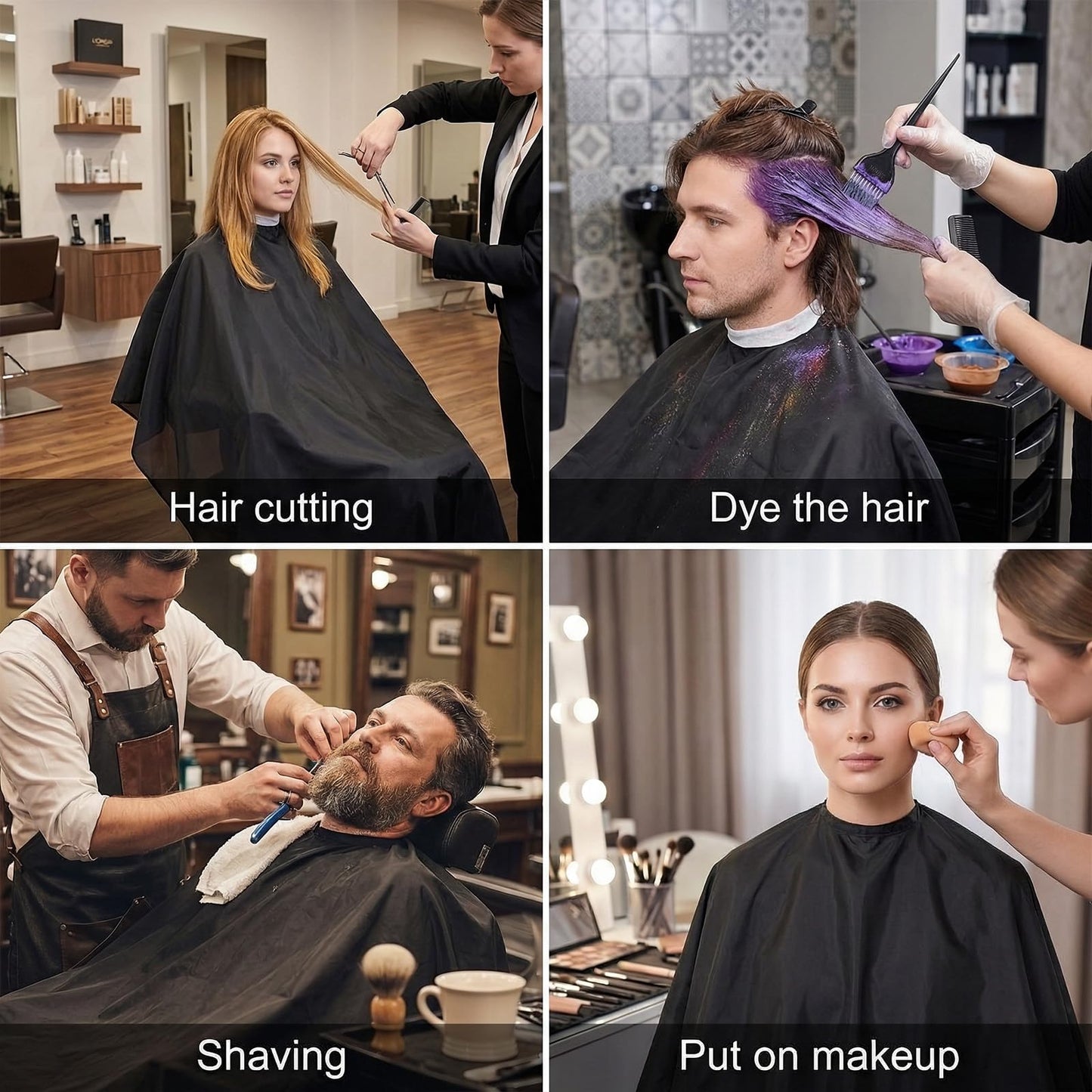 10 Pack Black Barber Cape Professional - Cutting Capes for Hairstylist, Waterproof Nylon Haircutting Capes with Adjustable Snap Closure, 47" x 59" Salon Cape