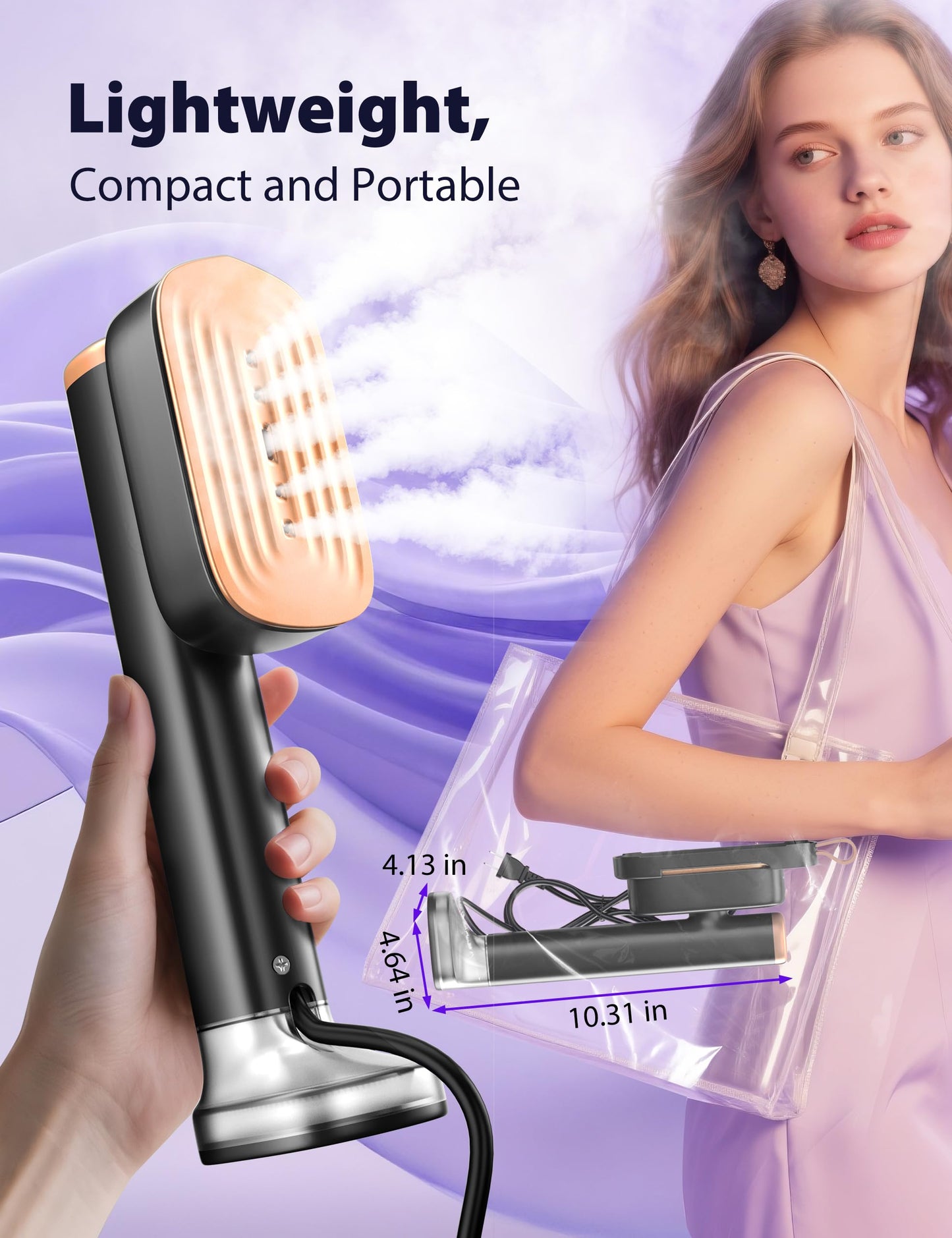 Travel Steamer for Clothes with 180 ml Water Tanks,15s Fast Heat-up,24 g/min Strong Steam Performance, Portable Garment Steamer with Touch Control, LED Display, Steam Iron Black