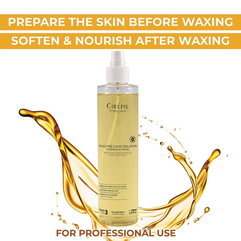 Cirepil Professional Pre & Post Waxing Duo Bundle - Blue Lotion Cleanser (8.45 oz) and Pre & Post Depilatory Moisturizing Oil (8.45 oz) - Complete Skin Preparation & After-Care Treatment