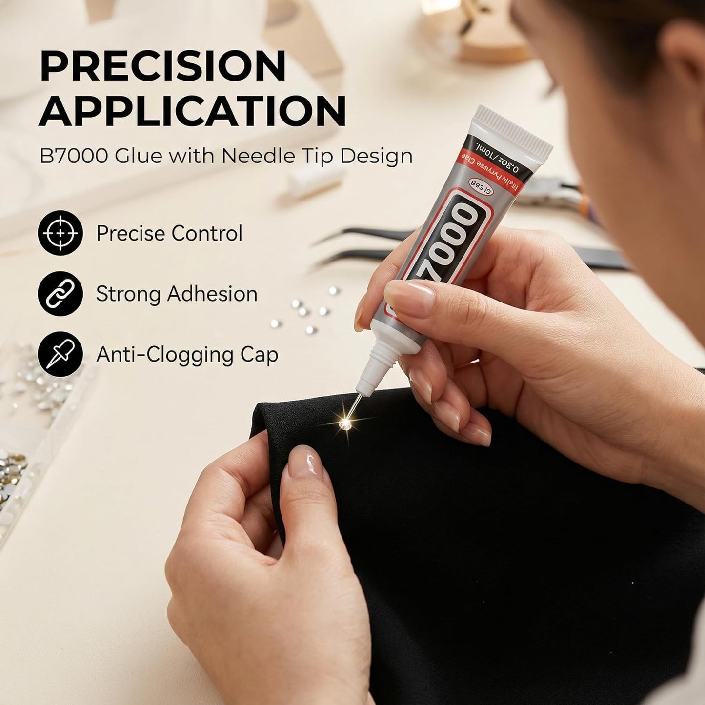 Rhinestones Bedazzling Kit - 33,000 Pcs 3mm Flatback Resin Crystals for Crafts & Clothing | Rainbow Colors with B-7000 Glue